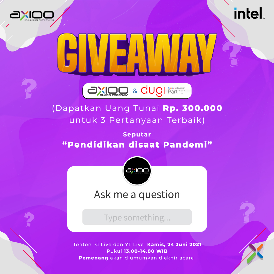 axioo_id's tweet photo. Kamu mau? Langsung aja deh tanya-tanya di Instagram
Axioo “style meets performance”
__
#Axioo #axiooindonesia #stylemeetsperformance #DugiIndonesia #AxiooClassProgram #IGLive #YTLive #giveaway #giveawayindonesia #giveaways #giveawaytime #giveawayindo #giveawayalert #giveawayid https://t.co/kMT7VvKtMX
