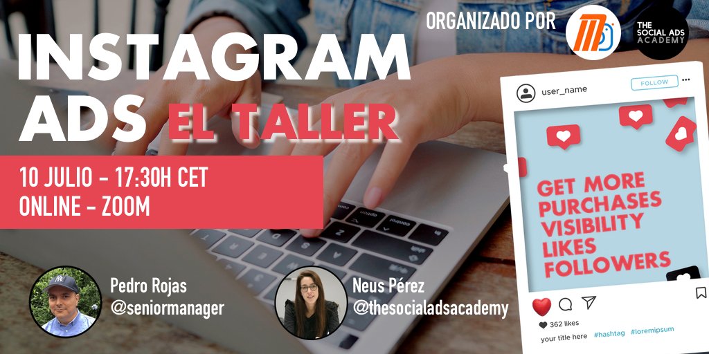 ¿Quieres aprender a hacer campañas rentables en #Instagram Ads con poco presupuesto? 🧪💸

Te enseñamos las claves para conseguir que tu inversión, por fin, despegue.  

📅Sábado 10 de julio
⏰A las 17:30h 

Más info e inscripciones 👉
bit.ly/TallerInstagra…

#SocialMediaManager