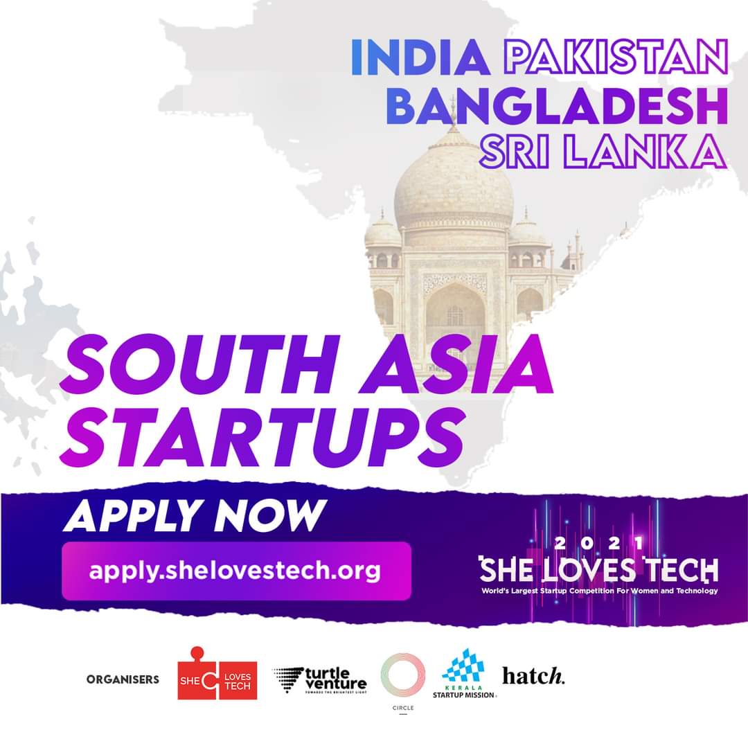 If you want to take your startup to the next level, join the She Loves Tech 2021 competition and grab the opportunity to secure funding and accelerate your business.

Compete with other South Asian startups.

Follow us on LinkedIn for more info: She Loves Tech

#WomenInTech