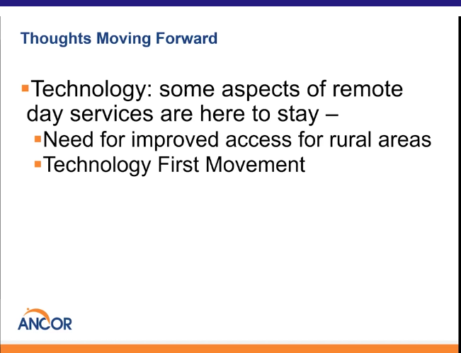 techinaaidd's tweet photo. Technology expansion, including access to Broadband in rural areas, is critical to DSP workforce stabilization, development, and service delivery. Great presentation by  ANCOR CEO Barbara Merrill #AAIDD #AAIDDAnnualMeeting2021 https://t.co/nnlWMaEjB2