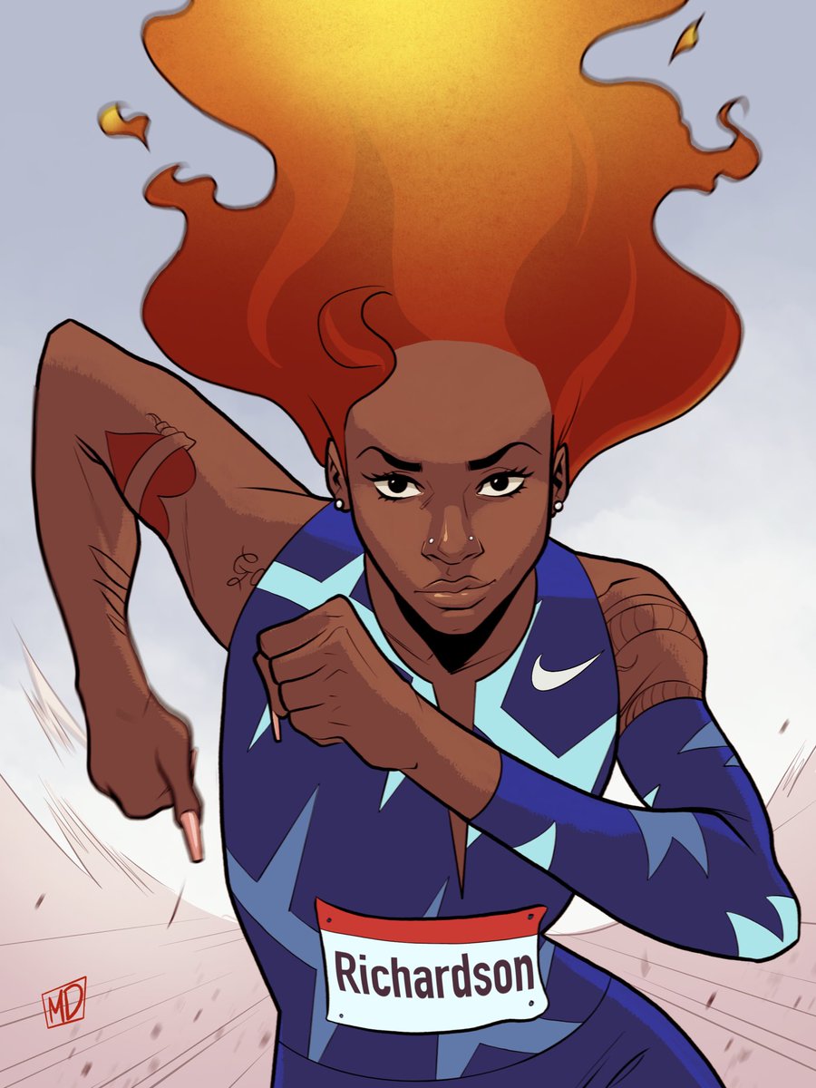 RT @MeechDoodle: Sha'Carri Richardson @itskerrii fan art! She’s on fire! 

#shacarririchardson #speedster https://t.co/0zlBiYtWWv