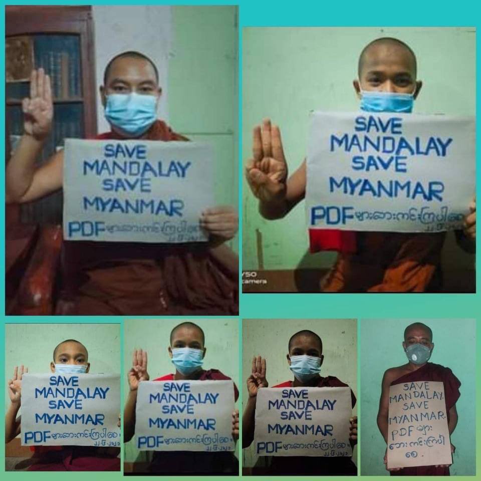 Monks from Mandalay demonstrating their rejection on SAC terrorists.
#WhatsHappeningInMyanmar 
#June22Coup 
#UnfetteredAccessForAids