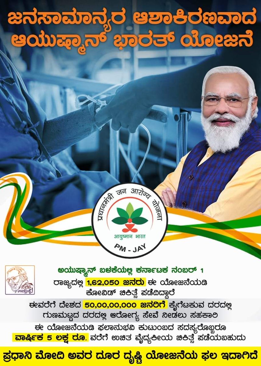 ಸಂಕಷ್ಟದ ಸಂದರ್ಭದಲ್ಲಿ ಕೈಗೆಟಕುವ ದರದಲ್ಲಿ  ವೈದ್ಯಕೀಯ ಸೌಲಭ್ಯ ಕಲ್ಪಿಸಲು ನೆರವಾದ ಆಯುಷ್ಮಾನ್ ಭಾರತ್ ಯೋಜನೆ.

#namonamo #modisarathyabharata