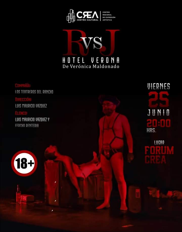 Ferchorent's tweet photo. TEATRO / RvsJ Hotel Verona / VIERNES 25

Un cuarto de hotel, una jaula, un separo o en cualquier lugar inesperado; ahí ocurre la acción. 

#Teatro #RvsJ #HotelVerona #TeatroParaAdultos #Arte #Cultura #CREAcultura #Irapuato #LGTBIQ 🏳️‍🌈 #GayIrapuato https://t.co/vzXGIW29CE