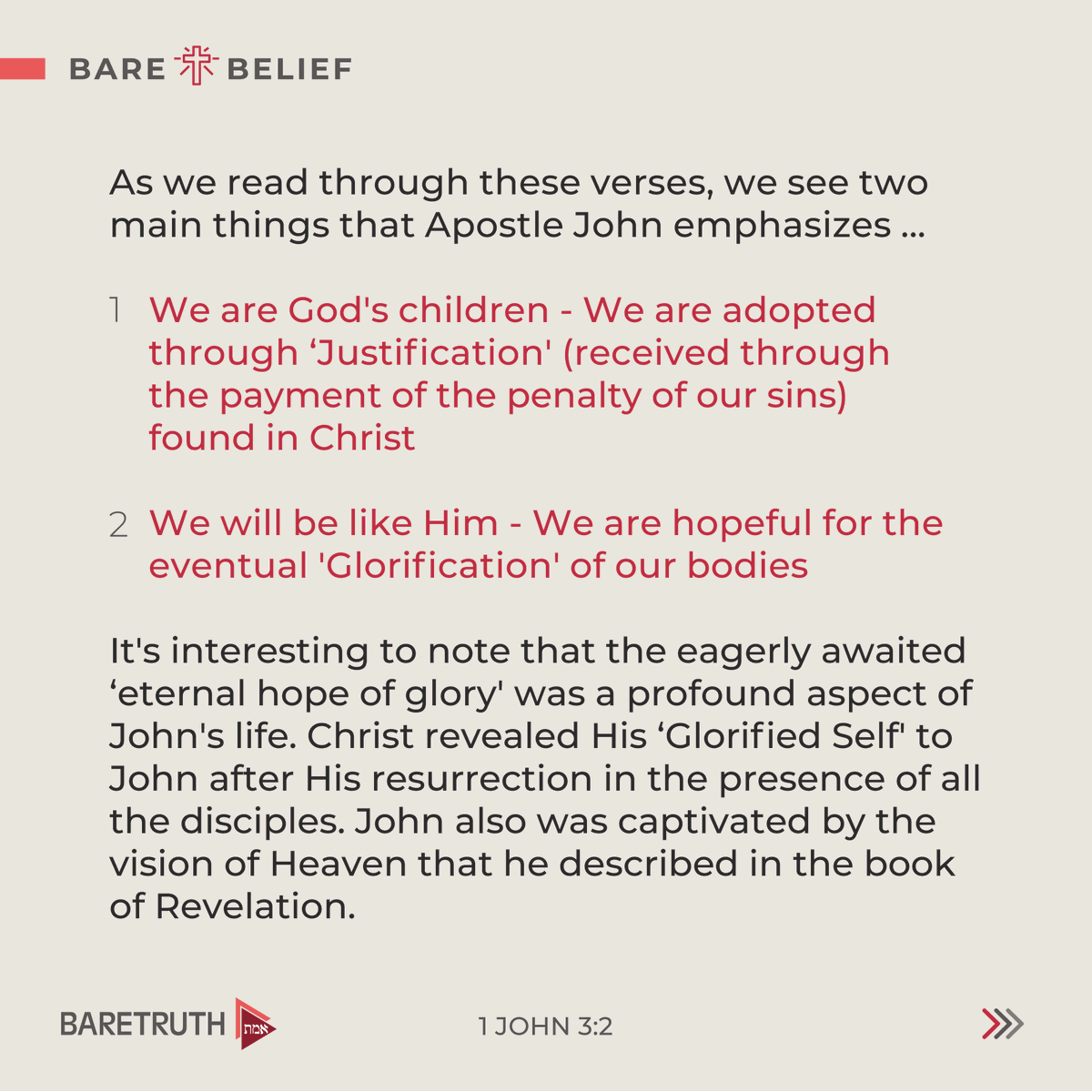 baretruth_org's tweet photo. Groaning for Glory!

An Exposition of 1 John 3:2

#BareTruth #BareBelief #1John #1John3 #ApostleJohn #ChildrenOfGod #ChildOfGod #RevelationOfGod #Justification #Sanctification #Glorification #JustifiedByFaith #EternalHope #Romans8 #John17 #Ephesians2 #Romans5 #IndiaForJesus https://t.co/KAGGezSAid