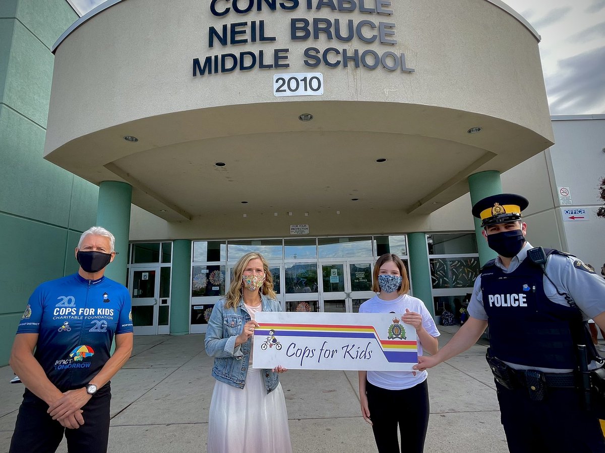 1/2 Cops for Kids Changemaker!
 
Cst. Neil Bruce Middle School student Lillyann O’Donaghey was given an assignment to research a non-profit organization. She took her project to the next level with a school wide fundraising campaign which raised over $200 for kids in crisis.