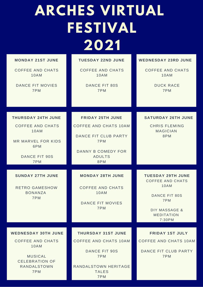 ARCHES VIRTUAL FESTIVAL 2021 🦆💪💃🎉

The full schedule is live!

Which events are you going to join? 👀
