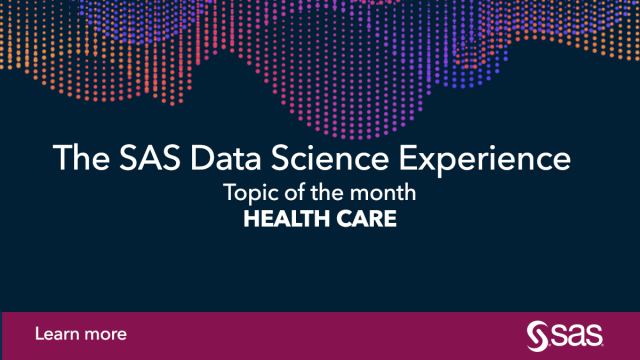 alyssa_farrell's tweet photo. It's #healthcare month in our SAS #DataScienceExperience. Come explore real examples of innovation in action with #analytics and #AI brought to you by the people making it happen. https://t.co/OzLUsP1IZG https://t.co/0kcA3wDWHc