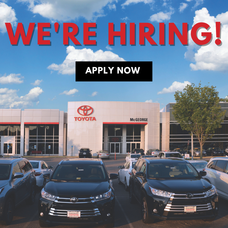 MCGEORGE #TOYOTA IS #HIRING!

Ready to join the most exciting team in #Richmond? Visit our #Career Opportunities on our website to learn more and apply today! Get started: bit.ly/2SgY37u #WeEarnYourTrustEveryDay