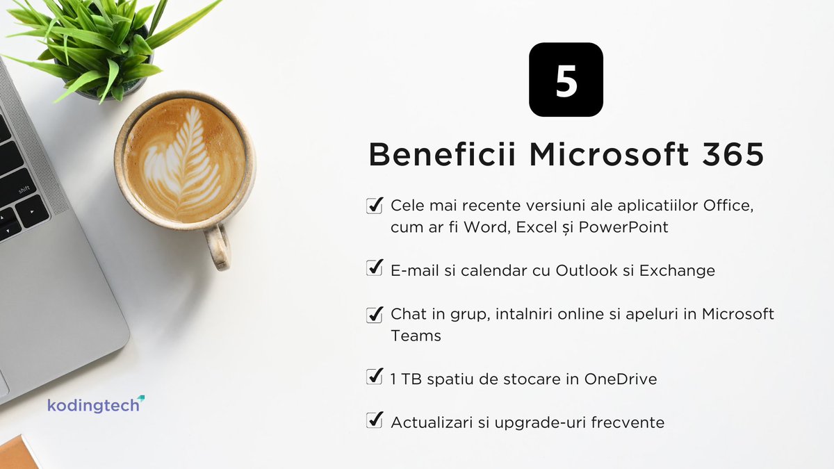 KodingRo's tweet image. ✅ Iată mai jos 5 beneficii ale 𝐌𝐢𝐜𝐫𝐨𝐬𝐨𝐟𝐭 𝟑𝟔𝟓 despre care trebuie să știi: