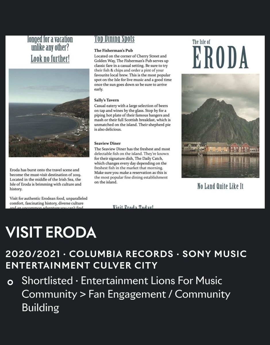 The music video and the Eroda promo campaign for Harry's “Adore You” have been shortlisted for the #CannesLions2021 awards in the “Excellence in Music Video” and in the “Fan Engagement/Community Building” categories! 

Source: lovethework.com/awards/enterta…