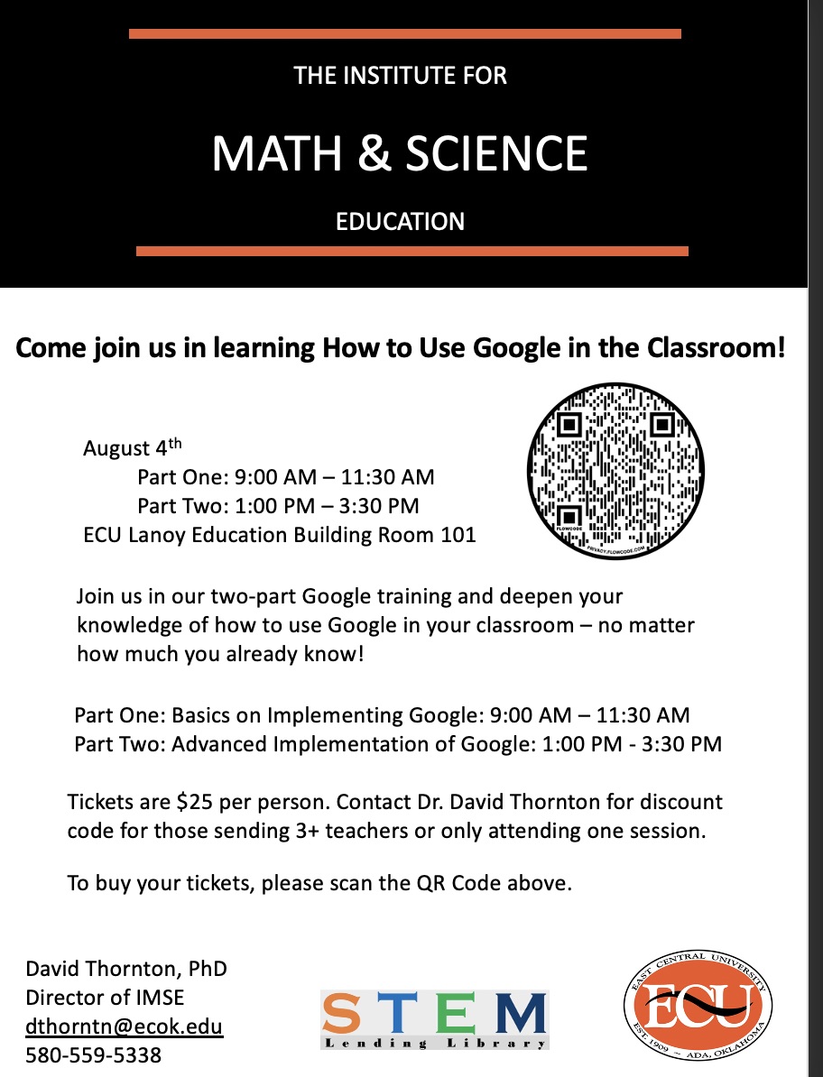 ecu_imse's tweet photo. Want to learn more about Google and how you can use it in your classroom? Join us August 4th! Register with the QR code below! https://t.co/OXKqj471i6