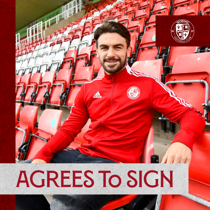 wokingfc's tweet photo. Welcome to Woking, George! 📝

The striker has agreed terms. 🤝