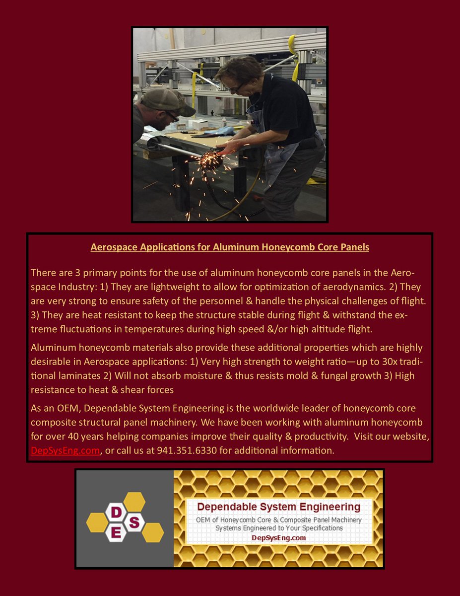 DepSysEng's tweet image. Our guys are going to town!
#AerospaceIndustry, #NASA, #Aerodynamics, #MachineDesign, #LightweightStructuralPanels, #IndustrialManufacturingMachinery, #AluminumHoneycombCorePanelMachines, #AluminumExpander, #DependableSystemEngineering, #OEM, #SarasotaFlorida