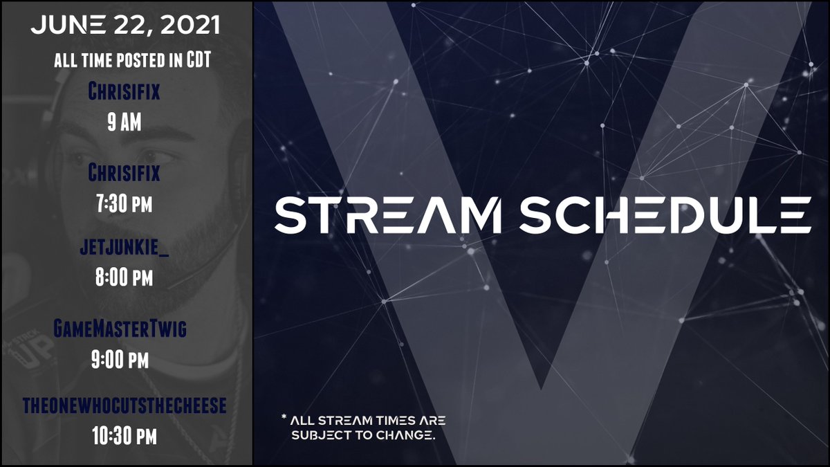 Don't Miss the Valor Gaming Stream Team today! To watch their streams, add the streamers name to the end of the link twitch.tv
All stream times are posted in Central Daylight Time (CDT)
#ValorGaming #ValorStreamTeam