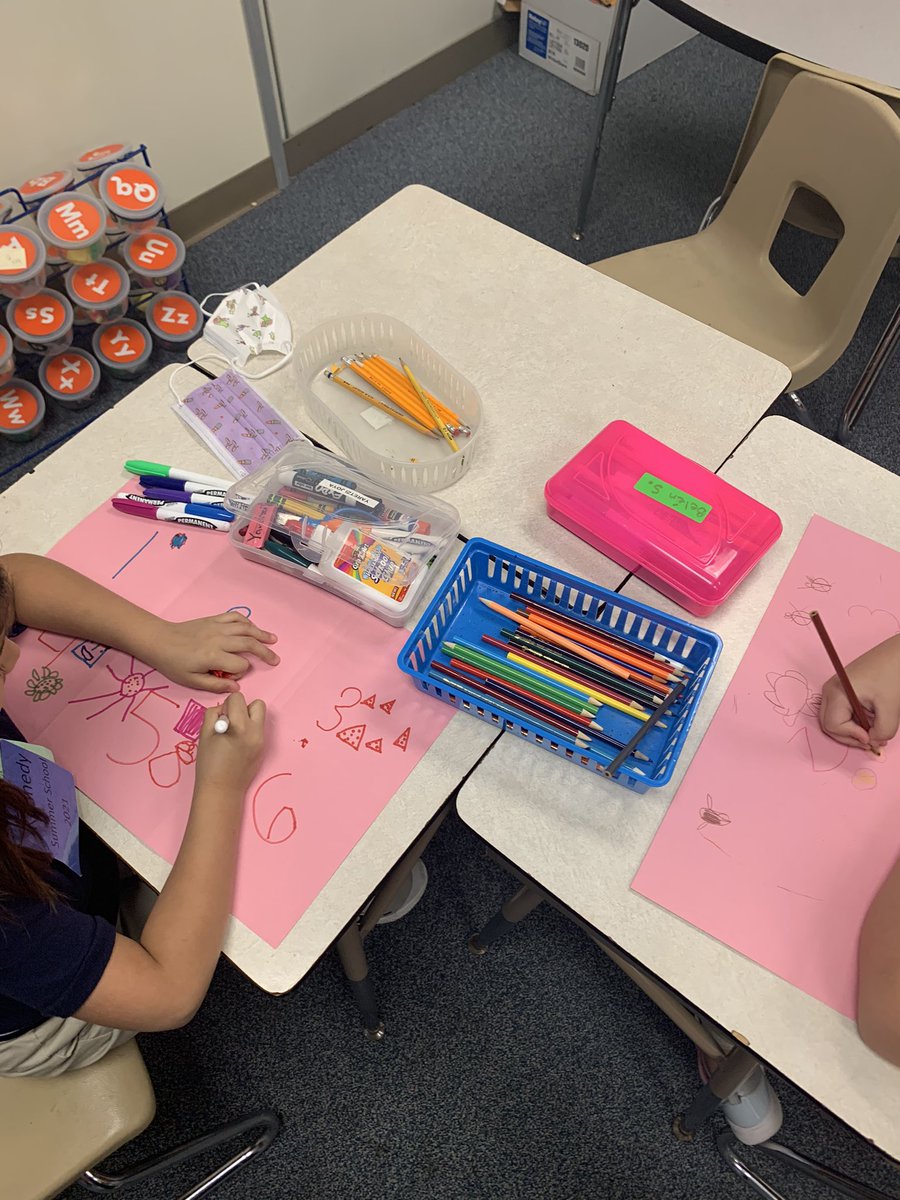 S_Rod33's tweet photo. @msaguilar11’s class participating in math centers @AliefISD @KennedyCougs #AliefLeads #SummerSchool #Numeracy #Centers #NumberRecognition #BuildANumber #WriteANumber #Counting #KennedyStrong #CougsLevelUp #Engaged #HandsOn https://t.co/XdtLOrnmWz