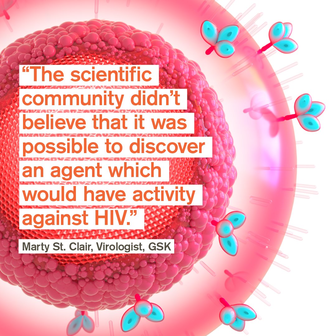 GSK's tweet photo. After almost four decades, we’re continuing to work to find new ways to treat and prevent #HIV through our specialist company, @ViiVHC. Go #BehindTheScience to find out more about the challenge that was facing researchers in the early 1980s.