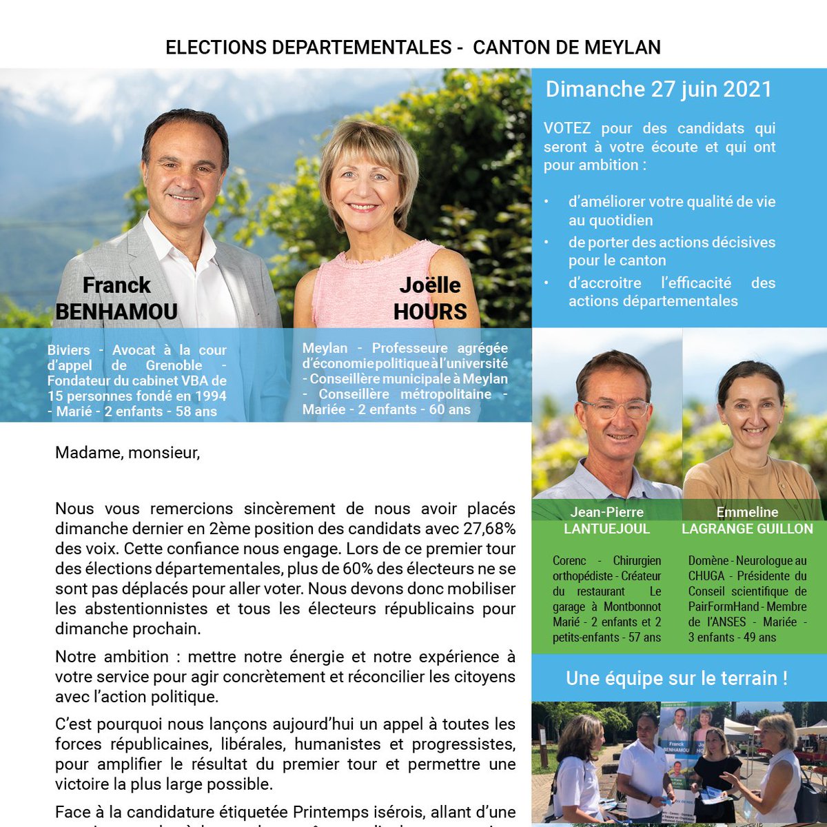 Découvrez en avant première la profession de foi du second tour de <a href="/JoelleHours/">Joëlle HOURS</a> et <a href="/fbenhamou62/">Franck Benhamou</a>, candidats aux #electionsdepartementales2021 sur le canton de Meylan hoursbenhamou.fr/profession-de-…
