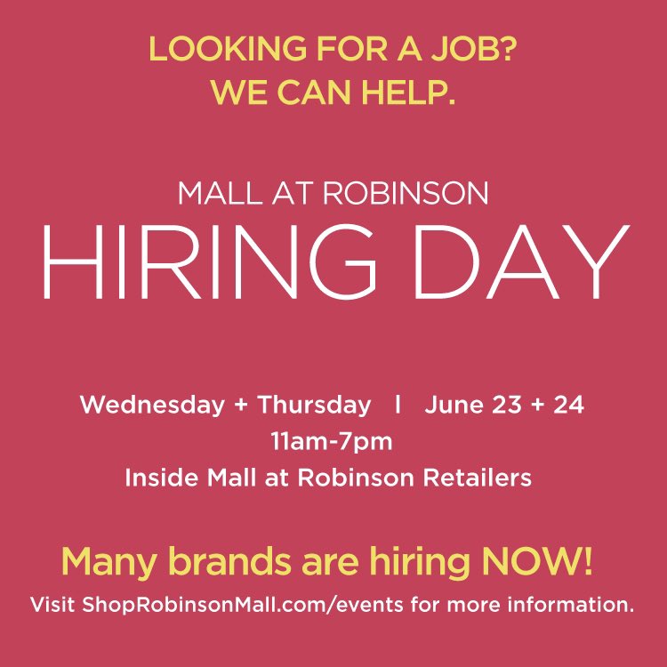 We’re hiring! shoprobinsonmall.com/event/Hiring-D…