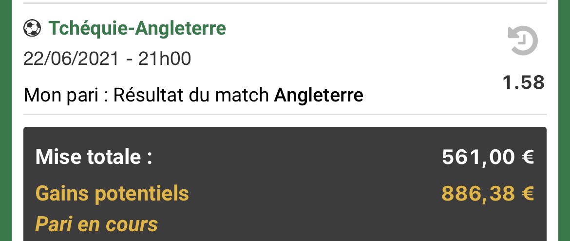 KPSPORTS_'s tweet image. Booum on encaisse✅

Montante KP 100€ / 1000€🎁

Étape 5💸

👉Angleterre 1,58✅

561€👉887€✅

Des tickets ?💰

Vous voulez la suite ?🙏

Mon snap/insta👉KingPronos17👻

100€ à gagner parmi les RT si on win la montante !

#TeamParieur 

75♻️et 140❤️pour l’étape 6