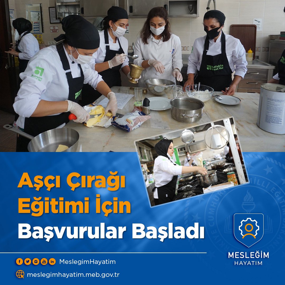 tcmeb_mtegm's tweet photo. Genel Müdürlüğümüz ve Hayat Boyu Öğrenme G. M., WFP iş birliğinde yürütülen Sosyo Ekonomik Güçlendirme ve Sürdürülebilirlik Programı (SES) aşçı çırağı eğitimine 30 Haziran’a kadar başvurularınızı bekliyoruz. 
📍 Bursa
📍 Kocaeli
📍 Gaziantep
📍 Sivas

👉🏻 https://t.co/C6shWhSjl9 https://t.co/ubUzPzI96q