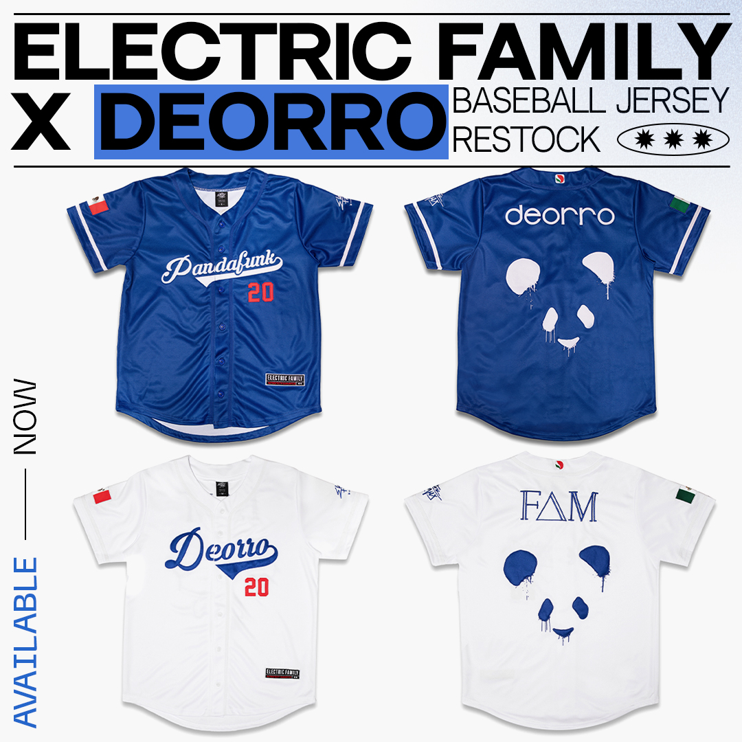 Electric Family™ on X: You wanted it so we brought them back! Electric  Family x @Deorro baseball + soccer jerseys are back in stock on the  Superstore! Hit the link below to