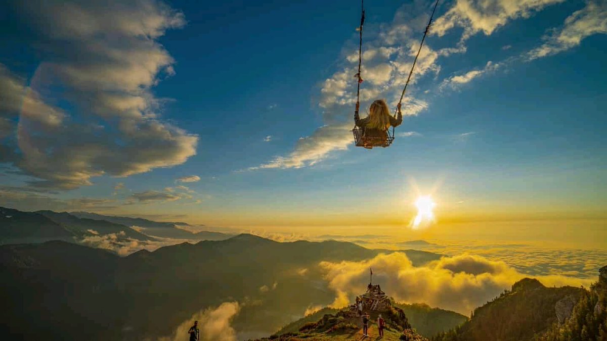 My favorite photo of the day: a woman on a swing in the mountains of Turkey!