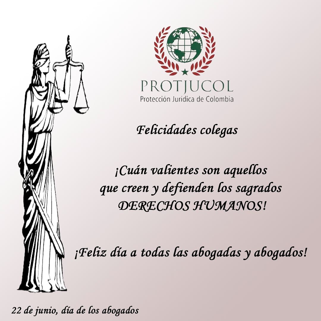 Protjucol's tweet photo. Colegas colombianos, hoy conmemoramos nuestro día siendo reconocidos como una de las profesiones más importantes de ámbito humano.

Nuestro saludo de respeto y admiración por llevar en alto la consigna de la defensa.

¡Felicidades a todas las abogadas y abogados!

🕊️Feliz día https://t.co/RlDJ2TzCWz