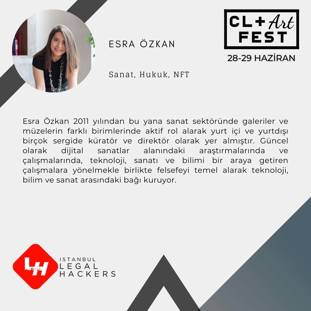 ISTLegalHackers's tweet image. CL+Art Fest’in değerli konuklarından Esra Özkan’la tanışın! 

28-29 Haziran’da online olarak gerçekleşecek etkinlikle alakalı ayrıntılı bilgi ve kayıt için: docs.google.com/forms/d/e/1FAI…