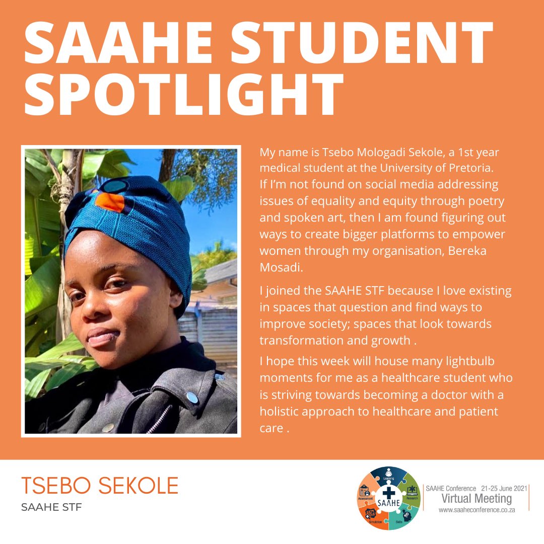 SConference2021's tweet photo. Meet some of the SAAHE Student Task Force selected for the #SAAHE2021 Virtual Conference.

#SAAHEConference2021 #HealthProfessionsEducation #HPE #Simulation #Research #Learning #Assessment #Skills #IPE #SocialJustice https://t.co/1r5bDIeD6I