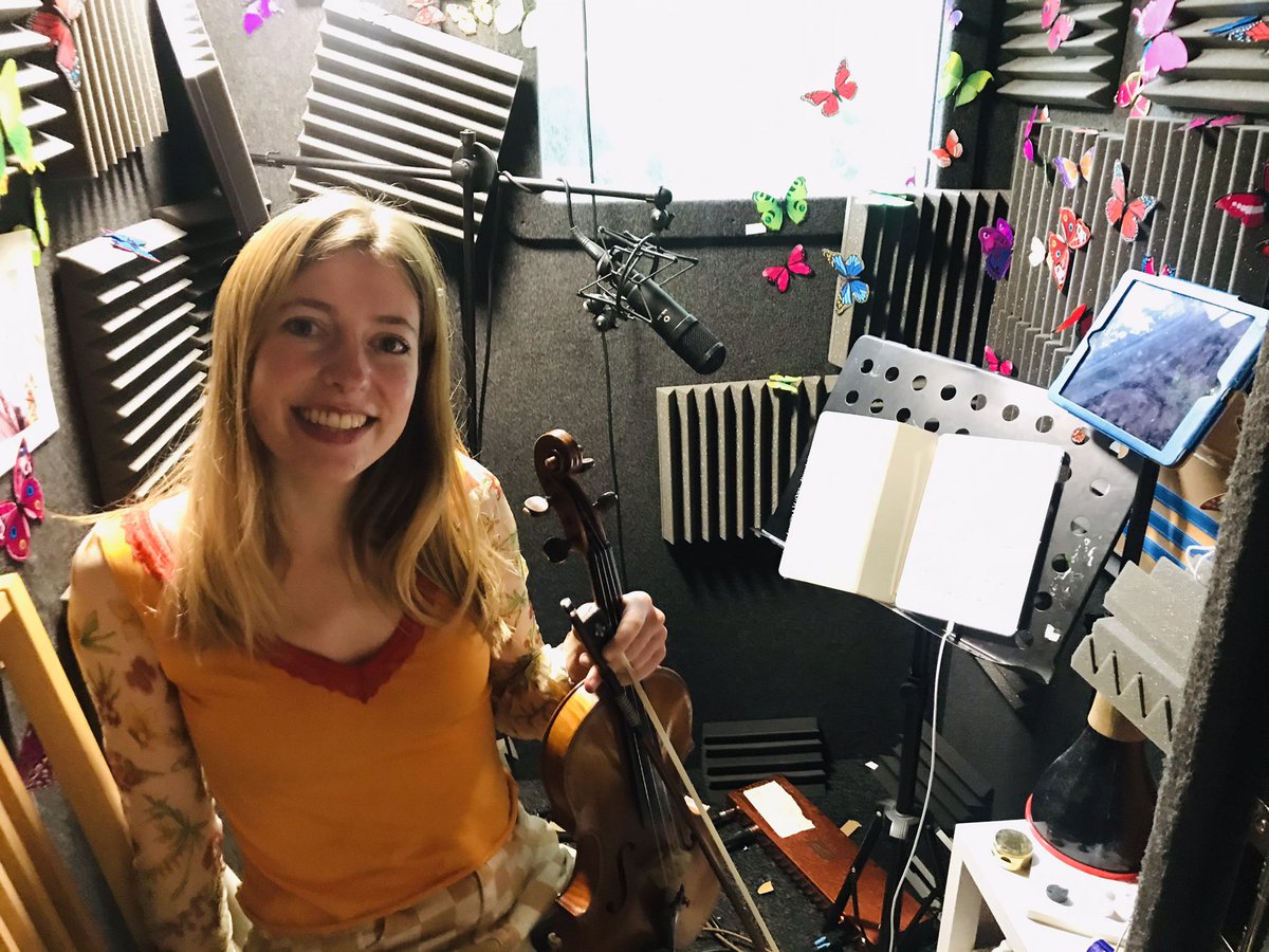 alexpaxtonyeah's tweet photo. Beautiful afternoon capturing the glorious string sounds of rainbonic  @EloiseMacDona1d ! New music for sting things #composer #violin https://t.co/50P762QFpP