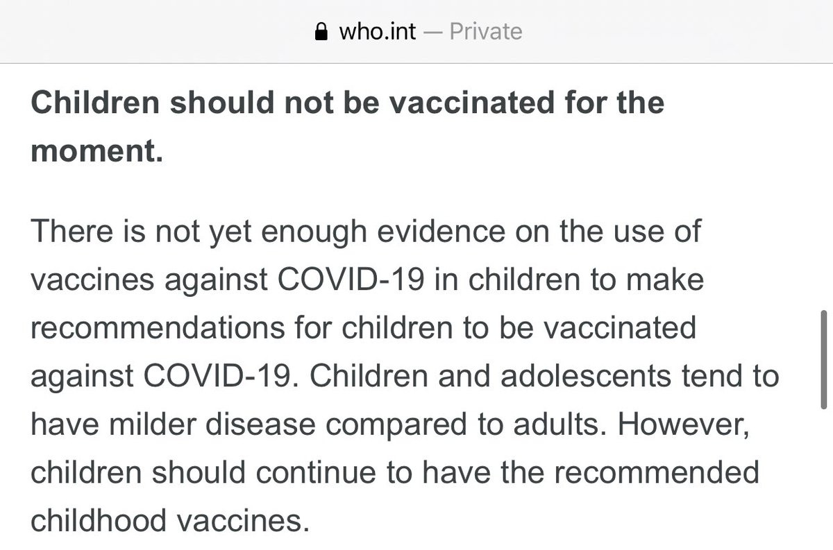 erin_bsn's tweet photo. The @WHO shifted their recommendations again and this should raise a red flag for parents everywhere who relied on the “experts.” They called it safe &amp; effective but held no liability for their product.  What happens to all of the children who received it already? Just a sorry? https://t.co/megQeTpoft