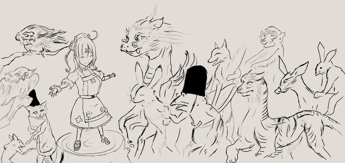 反証納言 いらすこや ちょこすこや 第28回 みんな大好き 謎だらけの国宝 鳥獣人物戯画 鳥獣戯画 とも に描かれている動物たちです ほかにも犬や牛 ヤギ 獏 竜などたくさんの動物がいますが描ききれませんでした