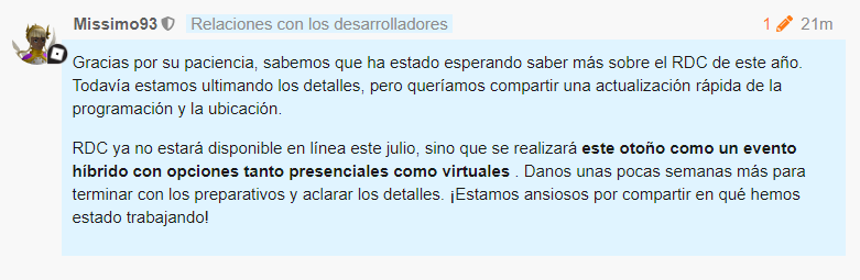 RobloxEspanol's tweet image. La conferencia RDC regresa este año, pero en otoño. Será un evento híbrido con opciones presenciales y virtuales. Si te dedicas a desarrollar en Roblox o solo quieres participar para aprender sobre el desarrollo, ¡no puedes faltar!
#RDC2021