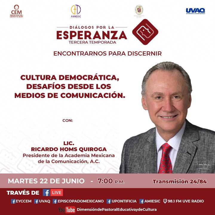homsricardo's tweet photo. Hoy no se pueden perder mi conferencia “CULTURA DEMOCRÁTICA, DESAFÍOS DESDE LOS MEDIOS DE COMUNICACIÓN” a las 19:00, a través de https://t.co/1cgFNNgRnZ. https://t.co/ZZ9bmV8PSN
