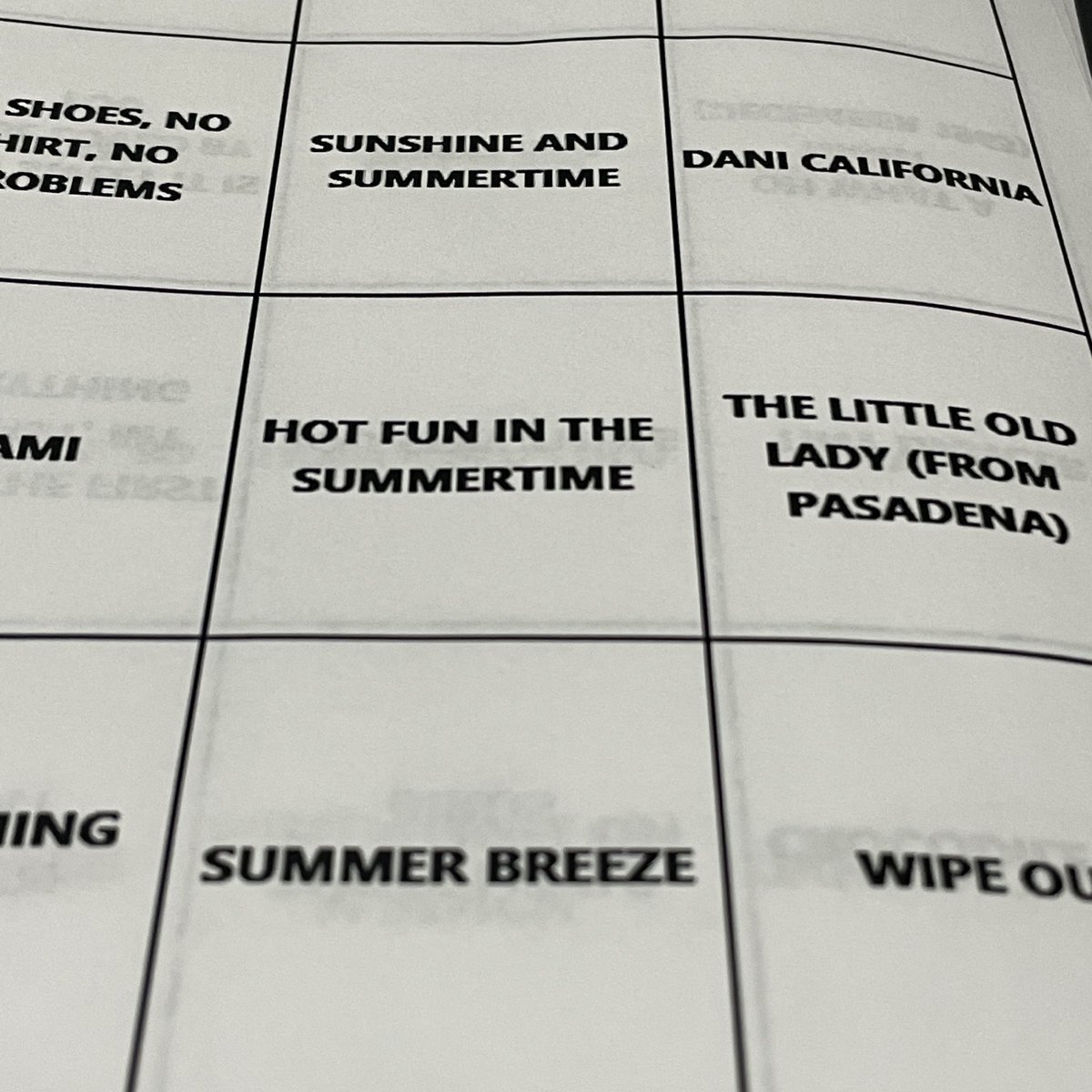 Bingo starts at 6:30, the theme is Summer. Sunscreen not required.