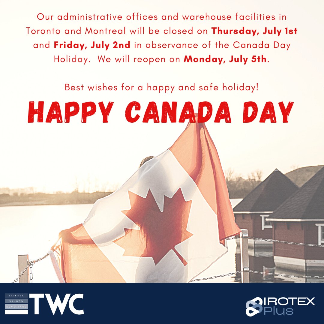 WindowTribute's tweet image. Let's celebrate Canada Day weekend!
We will be closed July 1st and July 2nd. We will resume regular hours Monday July 5th!
#canada #canadaday #longweekend #mytwc #togetherwecan #windowtreatments #rollershades #windowcoverings