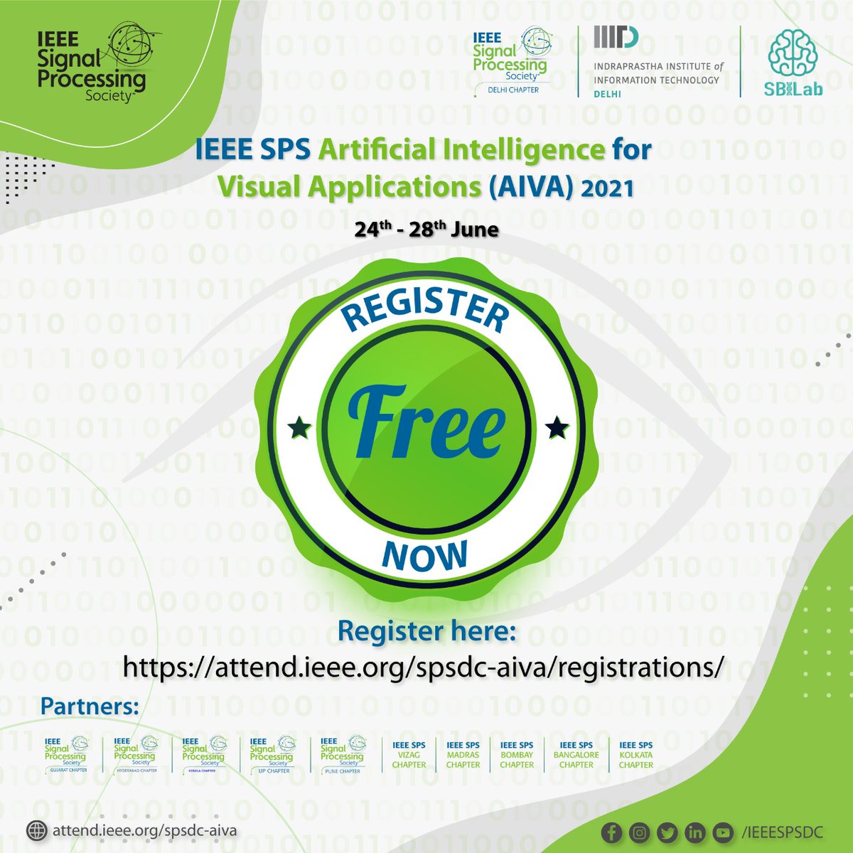 The ecstatic squad at IEEE SPS Delhi Chapter is gladdened as it rolls out Free Registrations for the extravaganza of IEEE SPS AIVA 2021.

Register here: attend.ieee.org/spsdc-aiva/reg…

Stay tuned: linktr.ee/SPSDC_IEEE

#IEEE #IEEESPS #IEEESPSAIVA #SPSAIVA2021