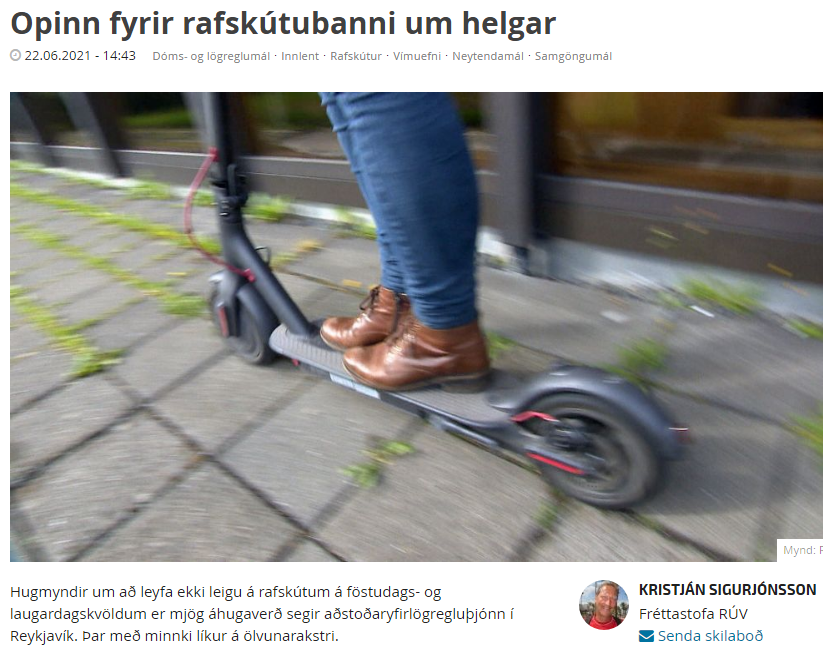 Ekki sammála. Öll þau sem ekki drekka gætu þá ekki notað rafskútur.
Ölvunarakstur er líka vandamál. Ölvaður ökumaður drepur oft aðra en ölvaður á rafskútu veldur sjaldnast meira en eigin smááverkum. Því vil ég frekar banna akstur bíla um helgar til að draga úr ölvunarakstri.