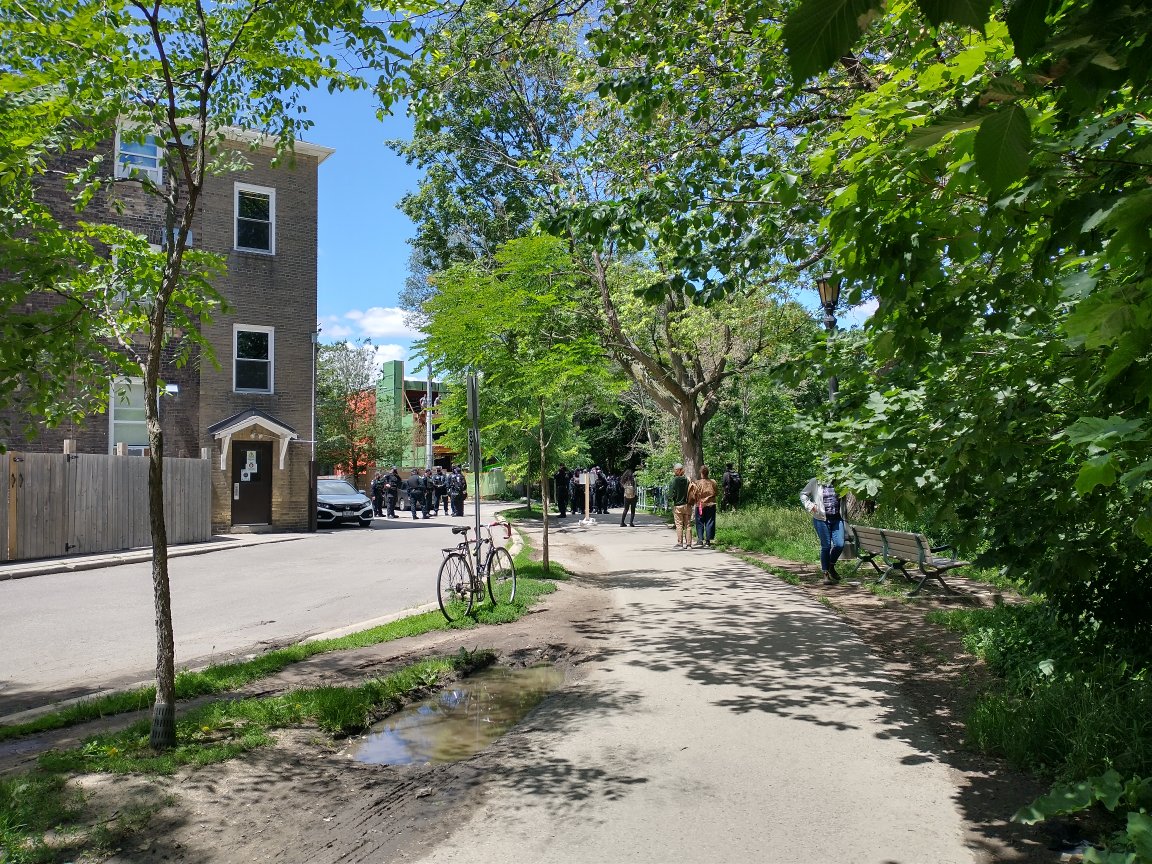 Here they come, around 200 cops.