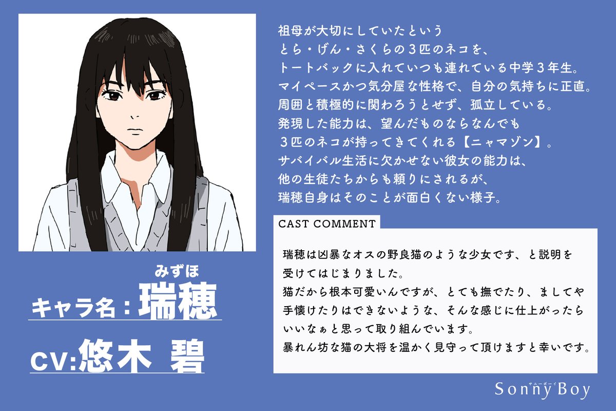 瑞穂役＝#悠木碧? ㅤ 瑞穂は凶暴なオスの野良猫のような少女です、と 