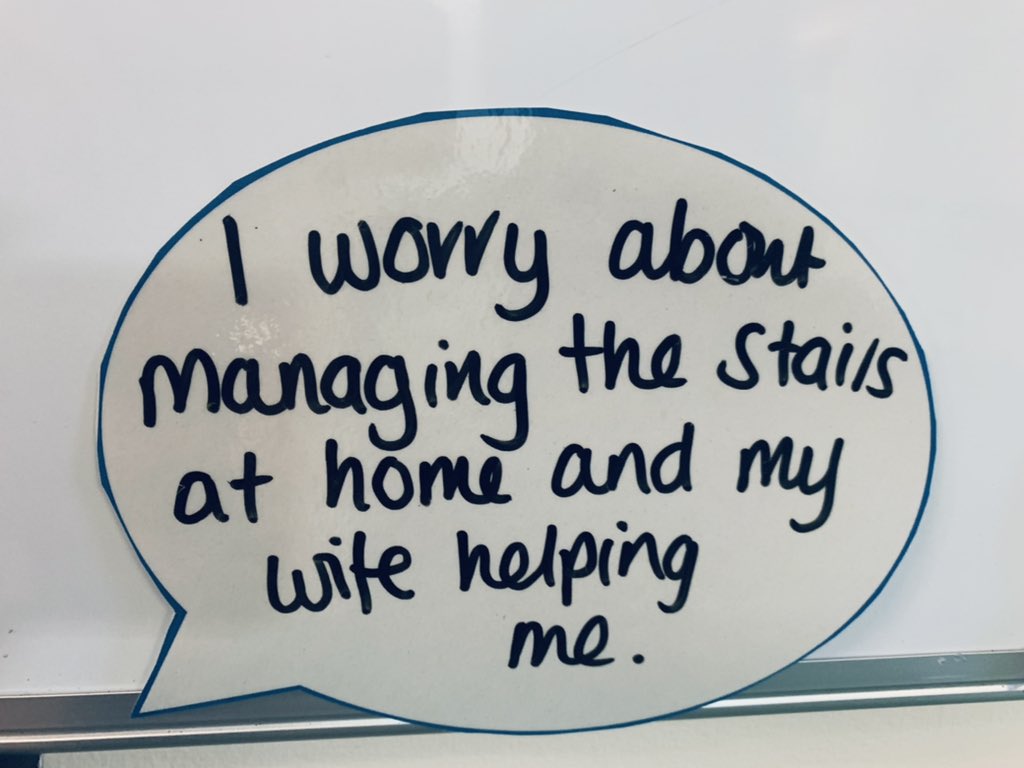 Topic of the week in ward 104 is discharge planning, thinking about how to get patients home from hospital safely 💭📋. Also a perfect opportunity to ask some of our patients what matters to them when going home 🙂 #whatmatterstome @InfirmaryMoe