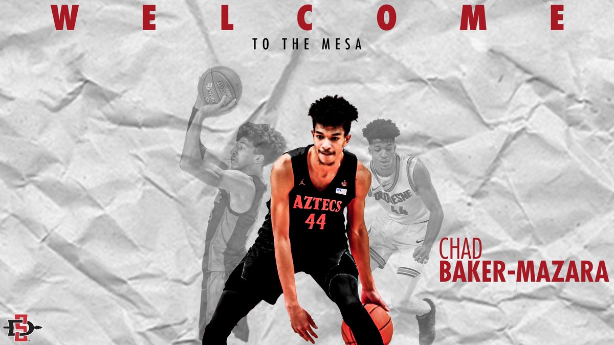 Aztec_MBB's tweet photo. The next piece of the puzzle is officially an Aztec. Welcome to The Mesa @ChadBaker2700! #GoAztecs

Release: https://t.co/ZpPyUAWeLI https://t.co/vTYqNiSmUW