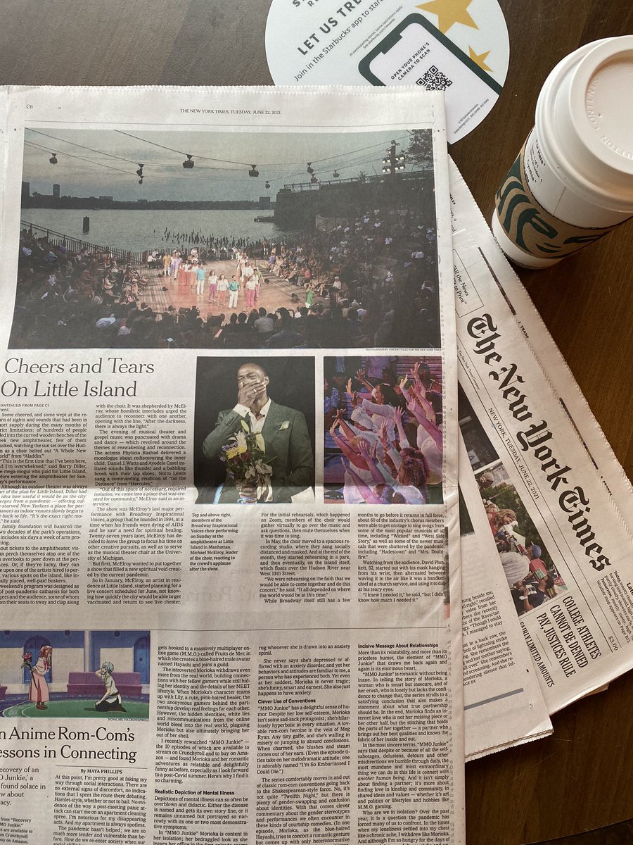 IdeasGPL's tweet photo. Nothing goes better w/ @Starbucks then reading @nytimesarts @BIVoices Sold Out farewell concert for #MichaelMcElroy @littleislandnyc @PhyliciaRashad @JenniferNettles @normlewis777 #BroadwayInspirationalVoices =music+service @CovenantHouse @rmhnewyork #BIVFoundersCircle #Broadway https://t.co/ICr2eD10Gk