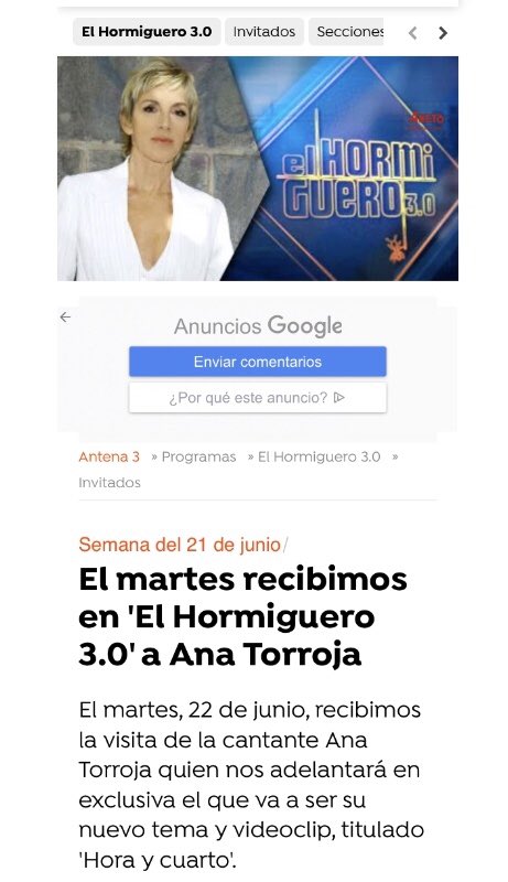 Atentos esta noche a las 22h al <a href="/El_Hormiguero/">El Hormiguero</a> . Formo parte de lo que <a href="/Ana_Torroja/">Ana Torroja</a> viene a presentar y me hace mucha ilusión. Luego lo comentamos. 🌈 #HorayCuarto <a href="/varrybrava/">Varry Brava</a> <a href="/HookManagement/">Hook Management</a> <a href="/WarnerChappell/">Warner Chappell Music</a>