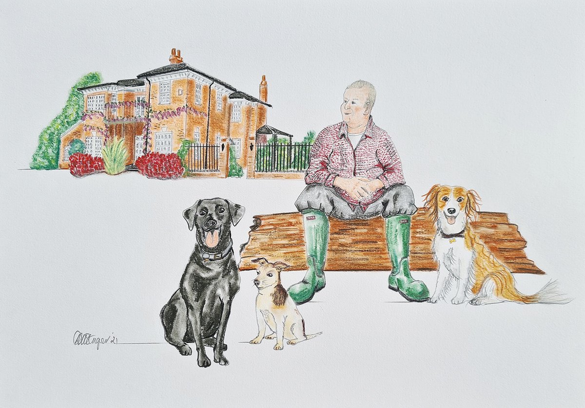 I really wanted to be a fly on the wall when this fathers day present was given! James's son asked for not only his Dads beloved dogs to be included, but also his beautiful house! (Hands up who wants to live there??)

#petworkinghour