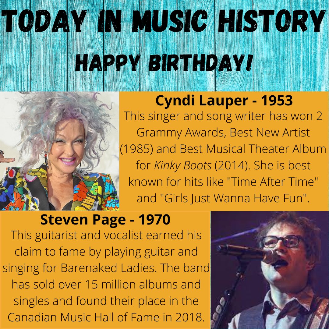 Happy Birthday to Cyndi Lauper and Steven Page! 