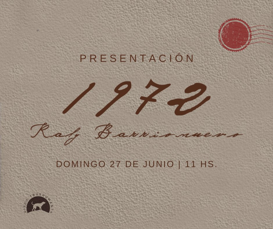 #NuevoDisco #Presentación1972 
📀 En FM Tinkunaco presentamos 1972, el nuevo disco de <a href="/RalyOficial/">Raly Barrionuevo</a>, producido bajo el sello discográfico <a href="/DTrashumante/">Disco Trashumante</a> . 

🗓 Domingo 27 de junio 
⏰ A las 11 hs ▶️ Programa especial.
📻 Radio FM 107.3 Mhz
🌍 fmtinkunaco.com.ar