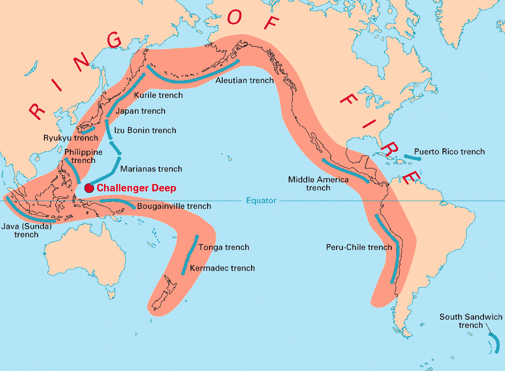 USGS's tweet photo. Approximately 90% of the world's #earthquakes occur in the "Ring of Fire", which is the zone of earthquakes surrounding the Pacific Ocean. For more earthquake facts visit: https://t.co/gLcGF2xOEu #triviatuesday https://t.co/40xrpPf6mf