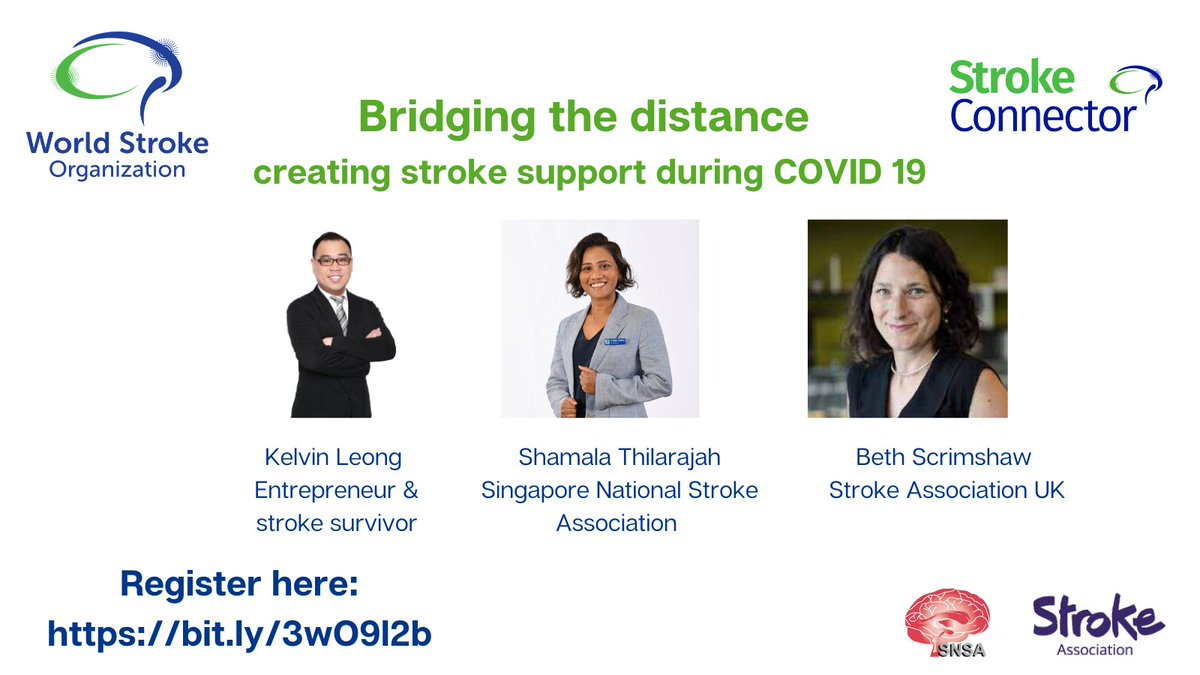 WorldStrokeOrg's tweet photo. π’Bridging the distance β creating stroke support during COVID 19. Join our webinar: 1st July 11am BST and hear how stroke groups & community activities have been adapted around the world. What have we learned & what do we want to continue? Register here https://t.co/oRORXkIt6o https://t.co/hUszrZOcAf
